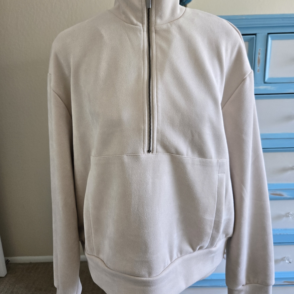 Tahari Women's Beige Zip-Up Sweater